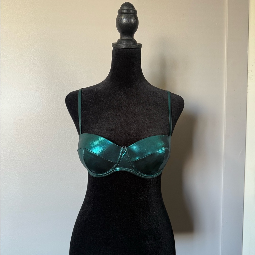 Metallic Emerald Bikini Top